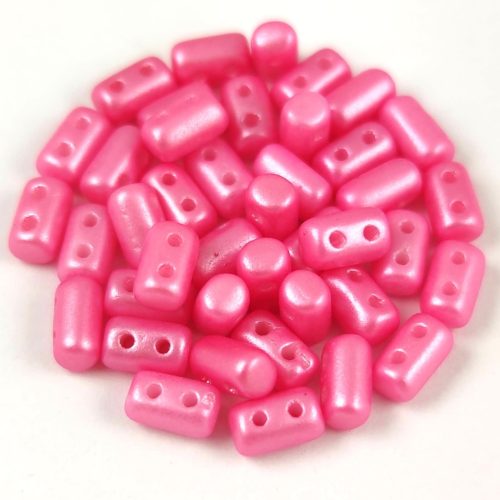 Rulla - cseh 2 lyukú üveggyöngy -  Gold Shine Pink - 3x5mm