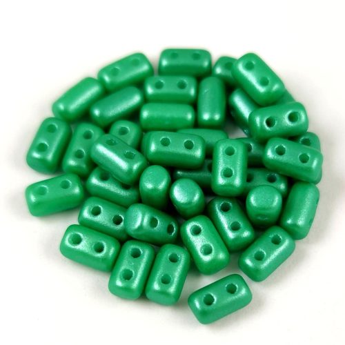 Rulla - cseh 2 lyukú üveggyöngy -  Gold Shine Green - 3x5mm