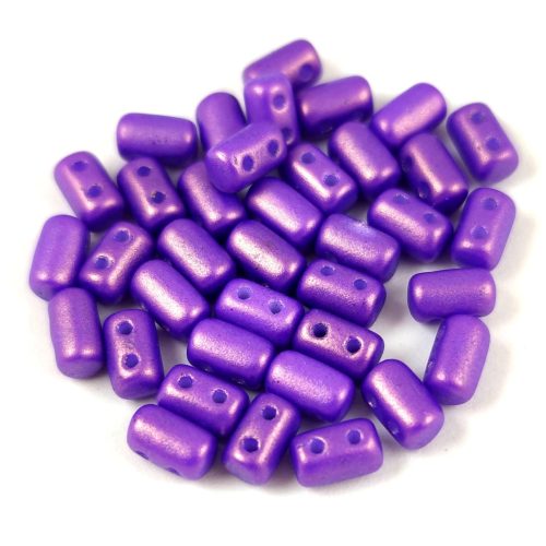 Rulla - cseh 2 lyukú üveggyöngy -  Gold Shine Purple - 3x5mm