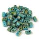 Rulla - cseh 2 lyukú üveggyöngy -  Turquoise Blue Travertine - 3x5mm