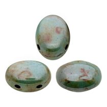  Samos® par Puca®gyöngy - Opaque Blue Green Ceramic Look - 5x7 mm