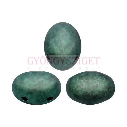Samos® par Puca®gyöngy - Metallic Mat Green Turquoise - 5x7mm
