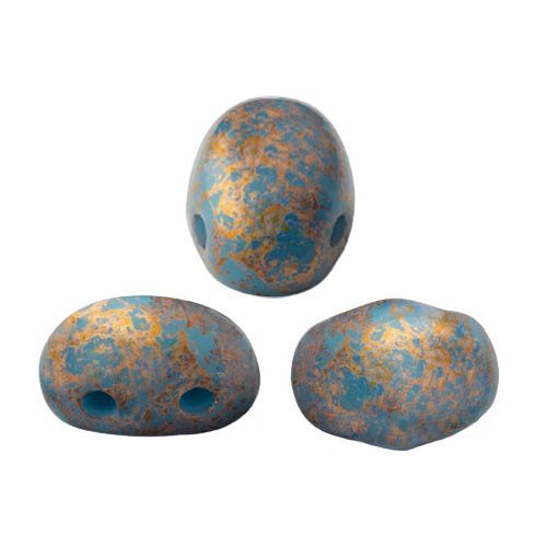 Samos® par Puca®gyöngy - Opaque Turquoise Blue Bronze - 5x7 mm