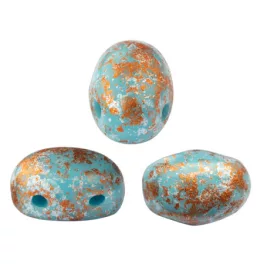   Samos® par Puca®gyöngy - Opaque Turquoise Blue Tweedy - 5x7 mm