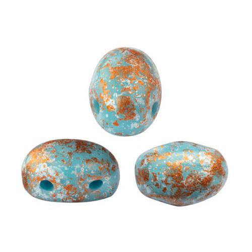 Samos® par Puca®gyöngy - Opaque Turquoise Blue Tweedy - 5x7 mm