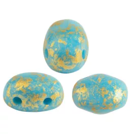   Samos® par Puca®gyöngy - Opaque Turquoise Blue Splash - 5x7 mm