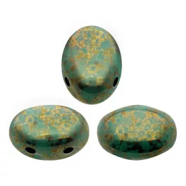   Samos® par Puca®gyöngy - Opaque Green Turquoise Bronze - 5x8 mm
