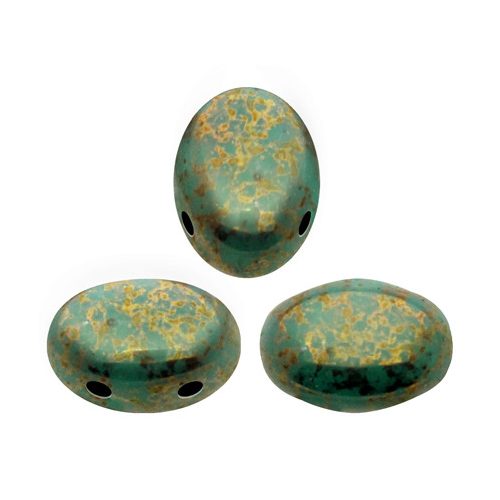 Samos® par Puca®gyöngy - Opaque Green Turquoise Bronze - 5x8 mm