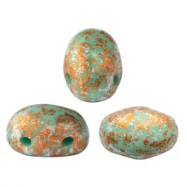   Samos® par Puca®gyöngy - Opaque Turquoise Green Tweedy - 5x7 mm