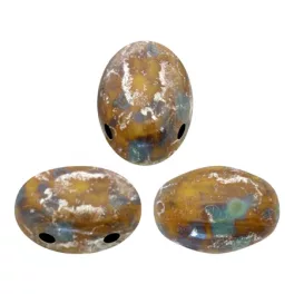  Samos® par Puca®gyöngy - Opaque Jonquil Patina Silver - 5x7 mm