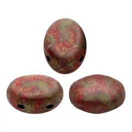   Samos® par Puca®gyöngy - Opaque Coral Red Deep Gold - 5x8 mm