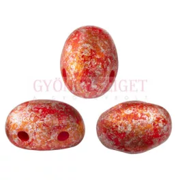 Samos® par Puca®gyöngy - Opaque Coral Red Tweedy - 5x7 mm