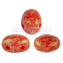 Samos® par Puca®gyöngy - Opaque Coral Red Splash - 5x7 mm