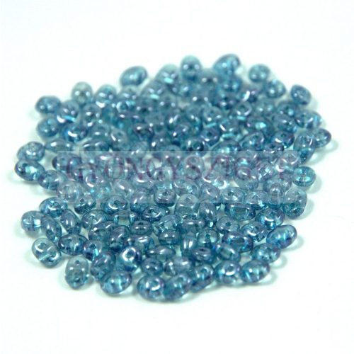 Superduo cseh préselt kétlyukú gyöngy - 2.5x5mm - Crystal Blue Luster