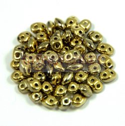 Superduo cseh préselt kétlyukú gyöngy - 2.5x5mm - crystal full amber