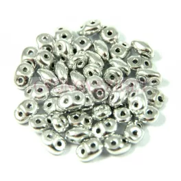 Superduo cseh préselt kétlyukú gyöngy - 2.5x5mm - Silver