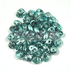 Superduo cseh préselt kétlyukú gyöngy - 2.5x5mm - Crystal Metallic Turquoise