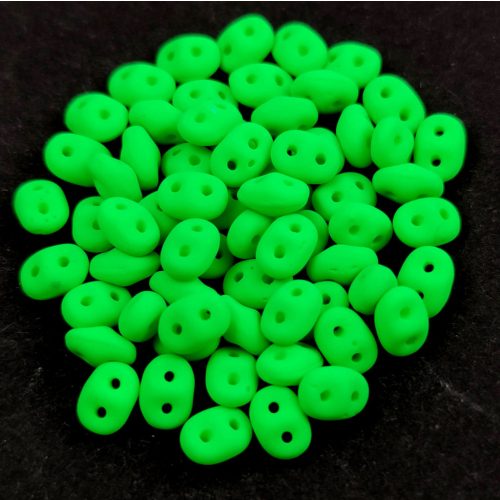 Superduo cseh préselt kétlyukú gyöngy - 2.5x5mm - Matt Silk Satin Neon Green