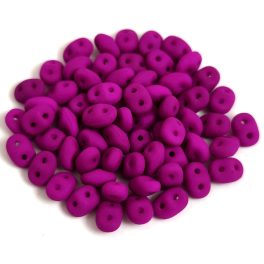   Superduo cseh préselt kétlyukú gyöngy - 2.5x5mm - Matt Silk Satin Dark Magenta