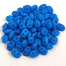   Superduo cseh préselt kétlyukú gyöngy - 2.5x5mm - Matt Silk Satin Capri Blue