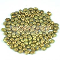   Superduo cseh préselt kétlyukú gyöngy - 2.5x5mm - light olive golden shine