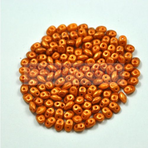 Superduo cseh préselt kétlyukú gyöngy - 2.5x5mm - amber golden shine