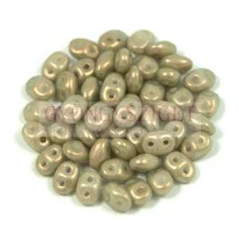   Superduo cseh préselt kétlyukú gyöngy - 2.5x5mm - olive golden shine