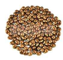   Superduo cseh préselt kétlyukú gyöngy - 2.5x5mm - Chocolate Golden Shine