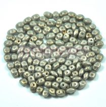   Superduo cseh préselt kétlyukú gyöngy - 2.5x5mm - Gray Golden Shine