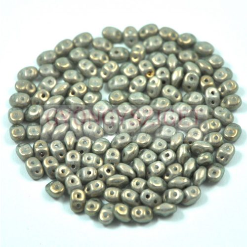 Superduo cseh préselt kétlyukú gyöngy - 2.5x5mm - Gray Golden Shine