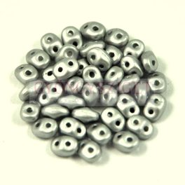   Superduo cseh préselt kétlyukú gyöngy - 2.5x5mm - polichrome metallic silver