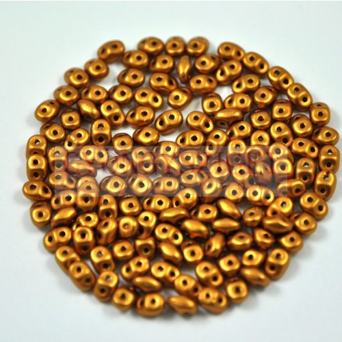 Superduo cseh préselt kétlyukú gyöngy - 2.5x5mm - polichrome metallic gold