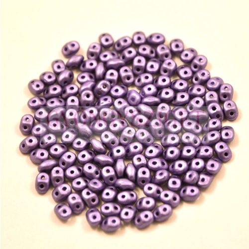 Superduo cseh préselt kétlyukú gyöngy - 2.5x5mm - polichrome metallic purple