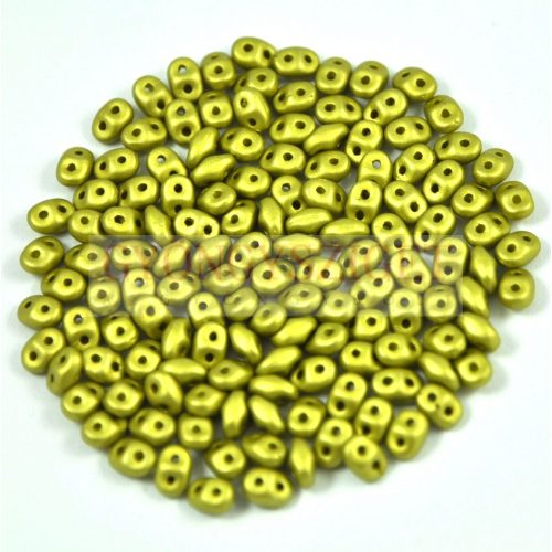 Superduo cseh préselt kétlyukú gyöngy - 2.5x5mm - polichrome metallic olive