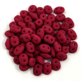   Superduo cseh préselt kétlyukú gyöngy - 2.5x5mm - Matt Velvet Sour Cherry