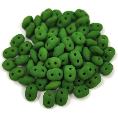 Superduo cseh préselt kétlyukú gyöngy - 2.5x5mm - Matt Velvet Green Pea