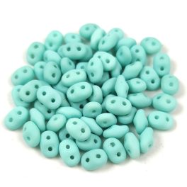   Superduo cseh préselt kétlyukú gyöngy - 2.5x5mm - Bondeli Matt Mint