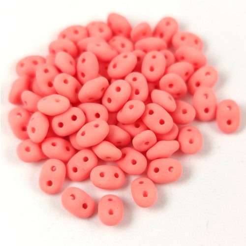 Superduo cseh préselt kétlyukú gyöngy - 2.5x5mm - Bondeli Matt Coral