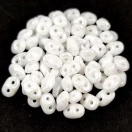   Superduo cseh préselt kétlyukú gyöngy - 2.5x5mm - Pearl Shine White