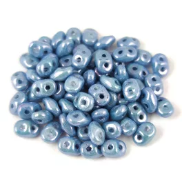   Superduo cseh préselt kétlyukú gyöngy - 2.5x5mm - White Blue Luster