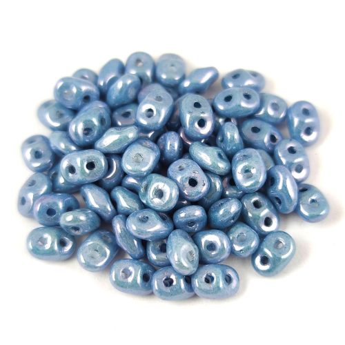 Superduo cseh préselt kétlyukú gyöngy - 2.5x5mm - White Blue Luster