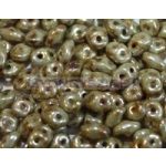 Superduo cseh préselt kétlyukú gyöngy - 2.5x5mm - green brown marble