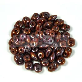   Superduo cseh préselt kétlyukú gyöngy - 2.5x5mm - opaque chocolate nebula