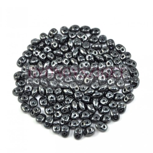 Superduo cseh préselt kétlyukú gyöngy - 2.5x5mm - hematit