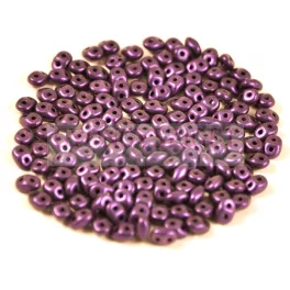   Superduo cseh préselt kétlyukú gyöngy - 2.5x5mm - matte metallic purple