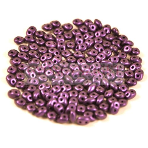Superduo cseh préselt kétlyukú gyöngy - 2.5x5mm - matte metallic purple