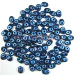Superduo cseh préselt kétlyukú gyöngy - 2.5x5mm - Pastel Dark Blue