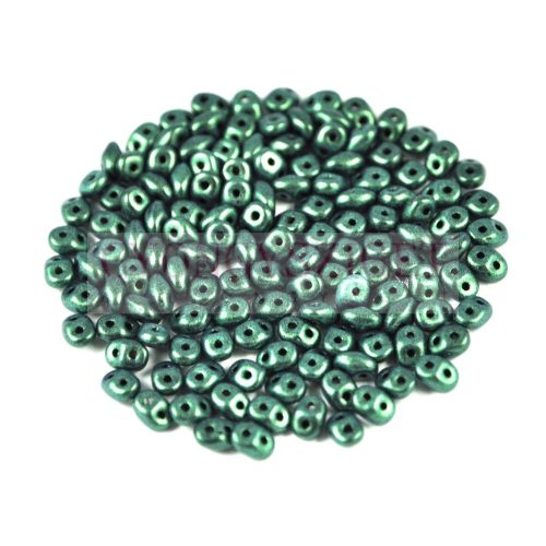 Superduo cseh préselt kétlyukú gyöngy - 2.5x5mm - matte metallic green