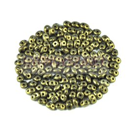   Superduo cseh préselt kétlyukú gyöngy - 2.5x5mm - matte metallic clay