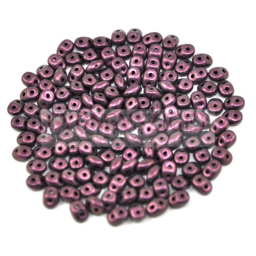 Superduo cseh préselt kétlyukú gyöngy - 2.5x5mm - matte metallic mauve